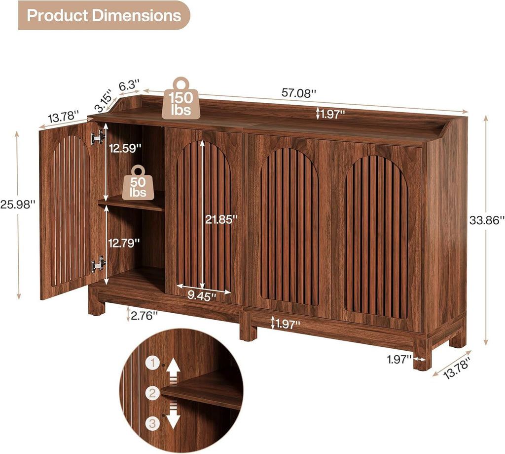 Farmhouse Grille Door Sideboard Buffet Storage Cabinet