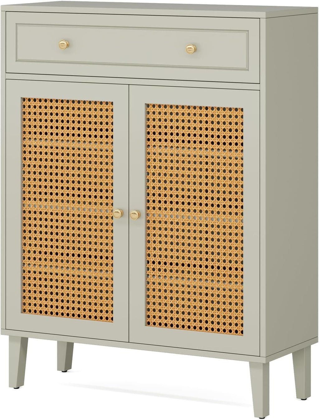 Mint Green Rattan Sideboard Buffet Storage Cabinet