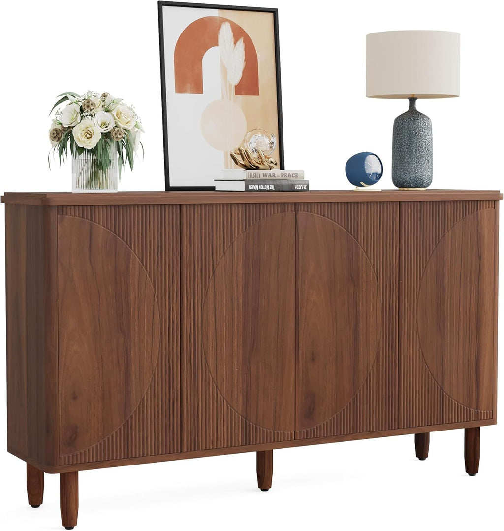 Modern 4-Door Buffet Cabinet with Storage Shelves