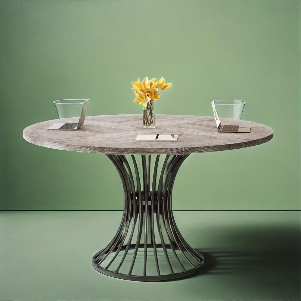 Round Industrial Dining and Conference Table