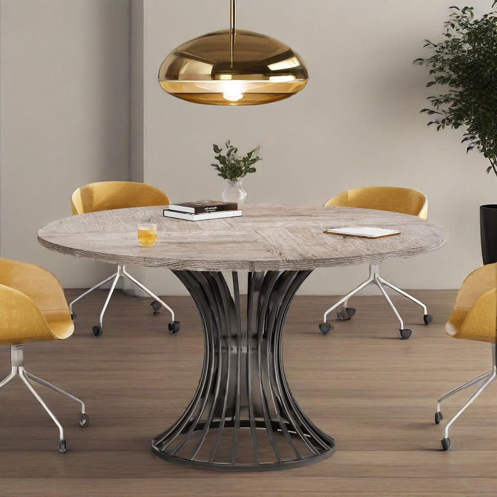 Round Industrial Dining and Conference Table