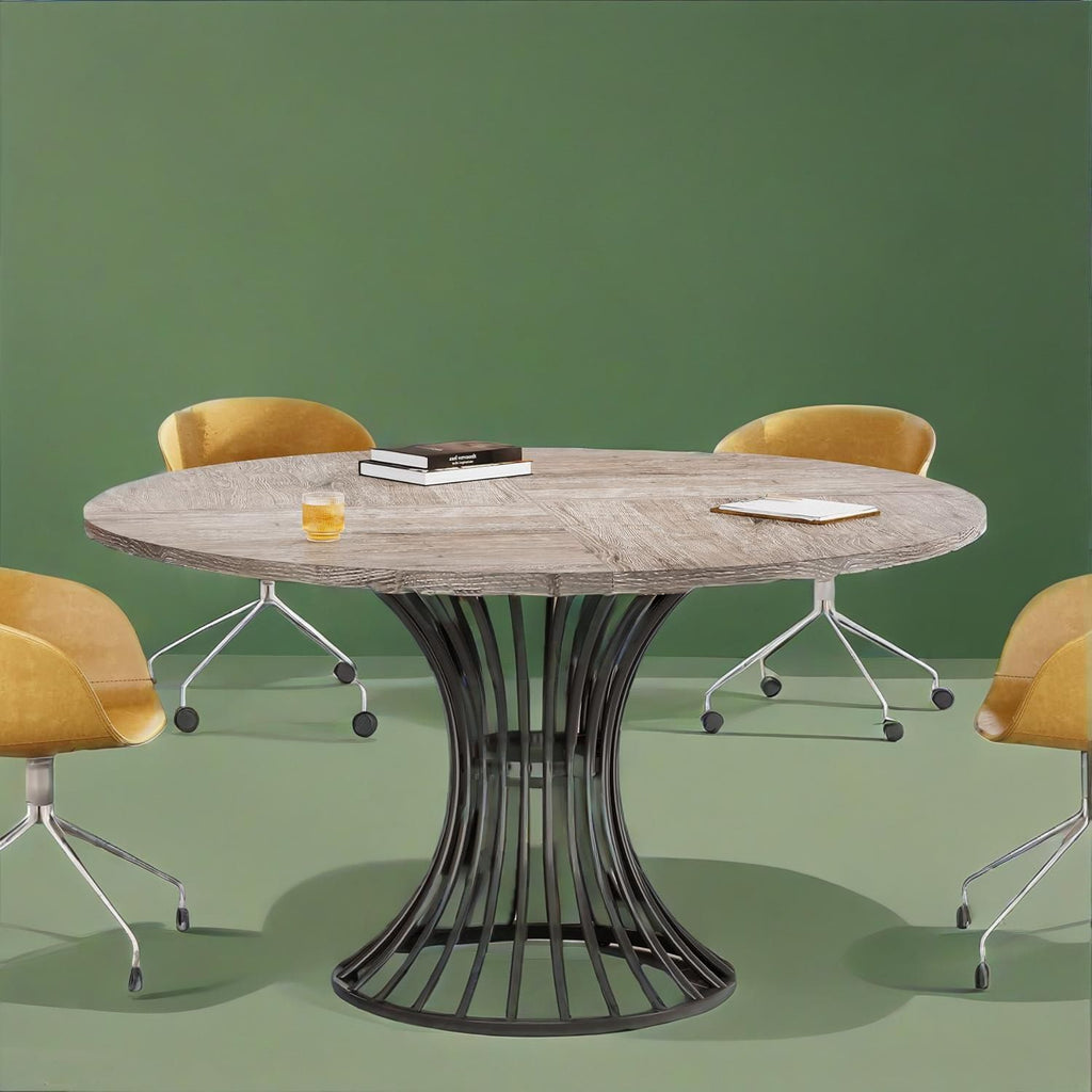 Round Industrial Dining and Conference Table
