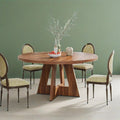 Round Wooden Walnut Dining Table with Pedestal Base