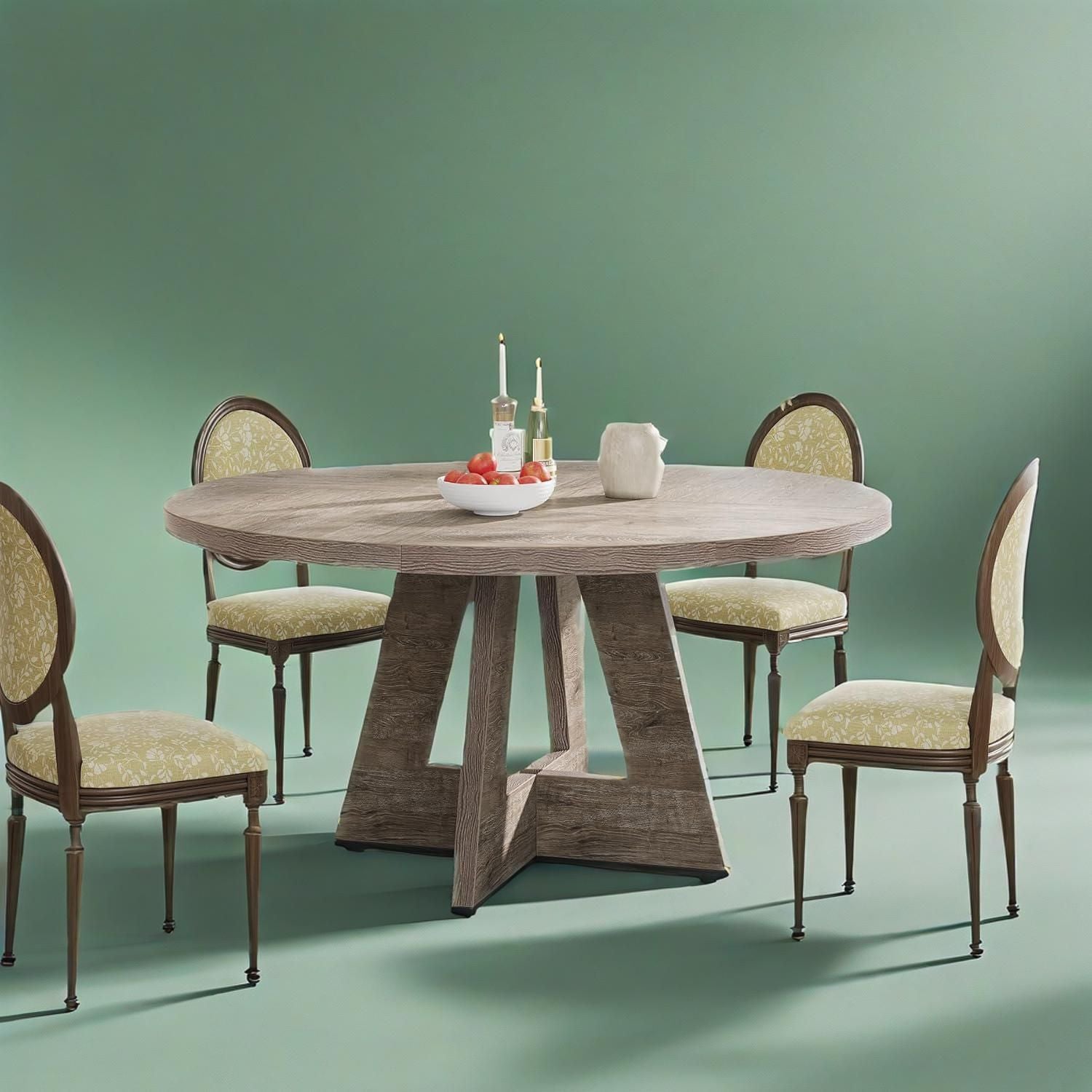 Walnut Round Pedestal Dining Table