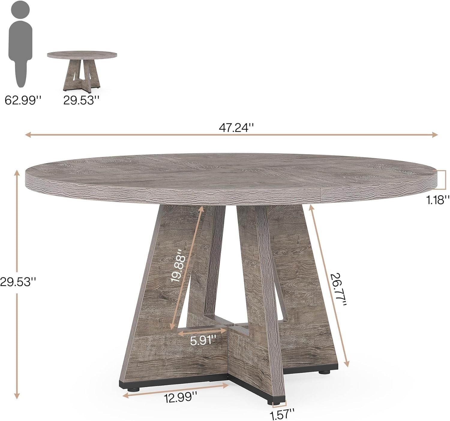 Walnut Round Pedestal Dining Table